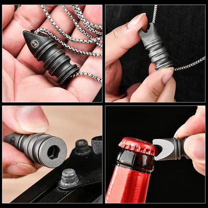 Titanium Alloy EDC Multi-tool with Integrated Knife Corkscrew and Hex Wrench