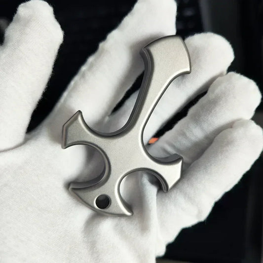 Men's Titanium Alloy Cross Finger Tiger Pendant Necklace for Tactical EDC