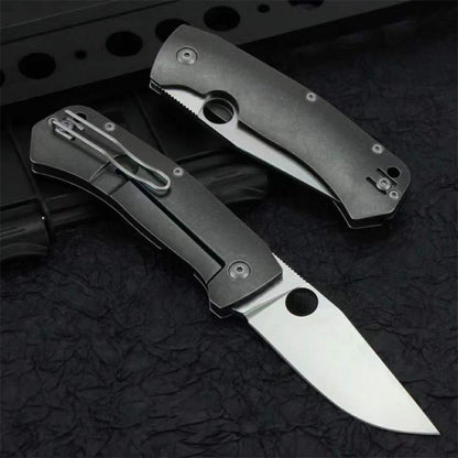 Titanium Alloy Handle Outdoor Knife with D2 Steel Blade for Camping