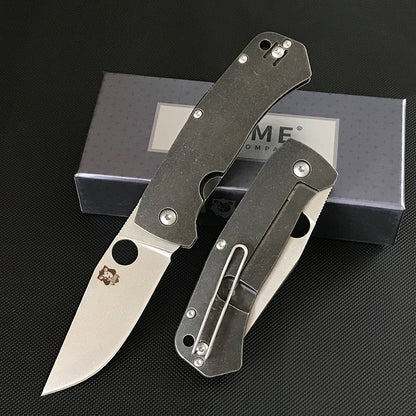D2 Steel Blade Outdoor Knife with Titanium Alloy Grip for Camping Adventures