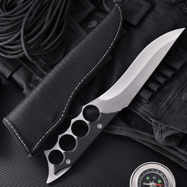 Outdoor Survival Fixed Blade Knife with Knuckle Duster Protection