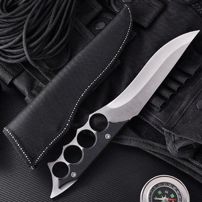 Outdoor Survival Fixed Blade Knife with Knuckle Duster Protection