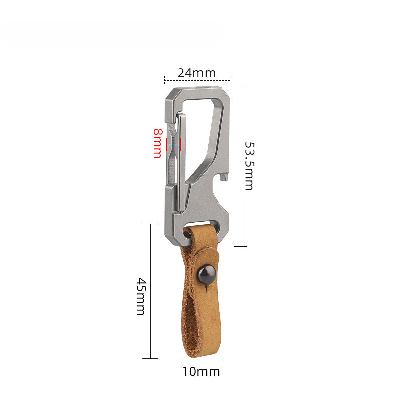 Multi-Function Titanium Car Keychain with Leather Strap