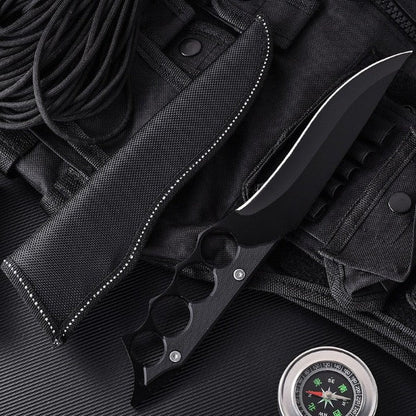 Outdoor Survival Fixed Blade Knife with Knuckle Duster Protection