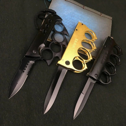 Knuckle Duster Foldable Knife Outdoor Self Defense Tool