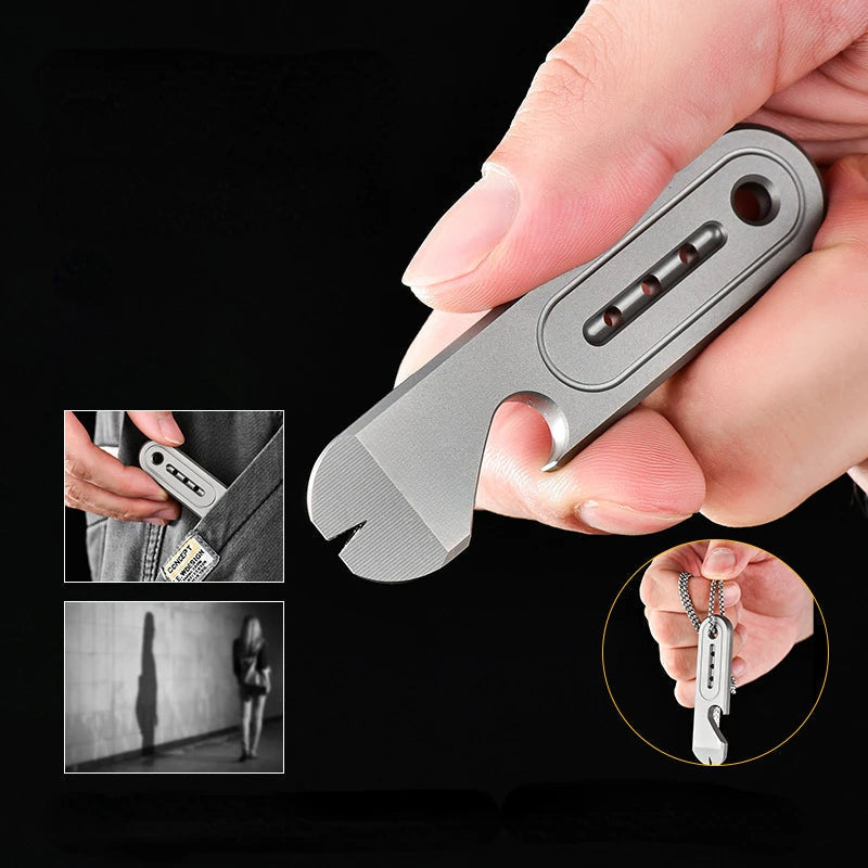 Outdoor Titanium Alloy EDC Pry Bar Crowbar Keychain for Versatile Survival Tasks