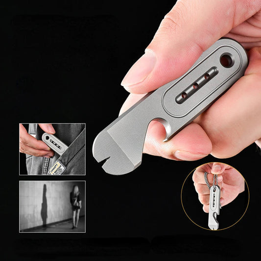 Outdoor Titanium Alloy EDC Pry Bar Crowbar Keychain for Versatile Survival Tasks