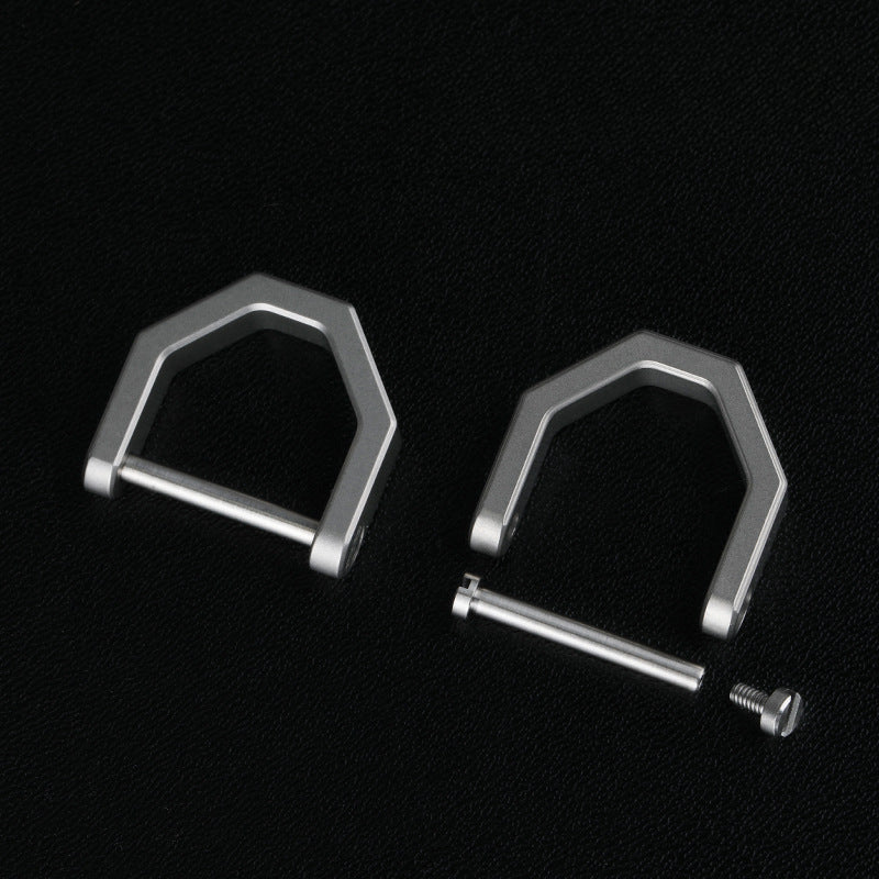 Outdoor Titanium Keychain with Horseshoe D-Lock Buckle