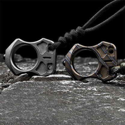 Minimalist Titanium Knuckle Duster Pendant for Single Finger Defense