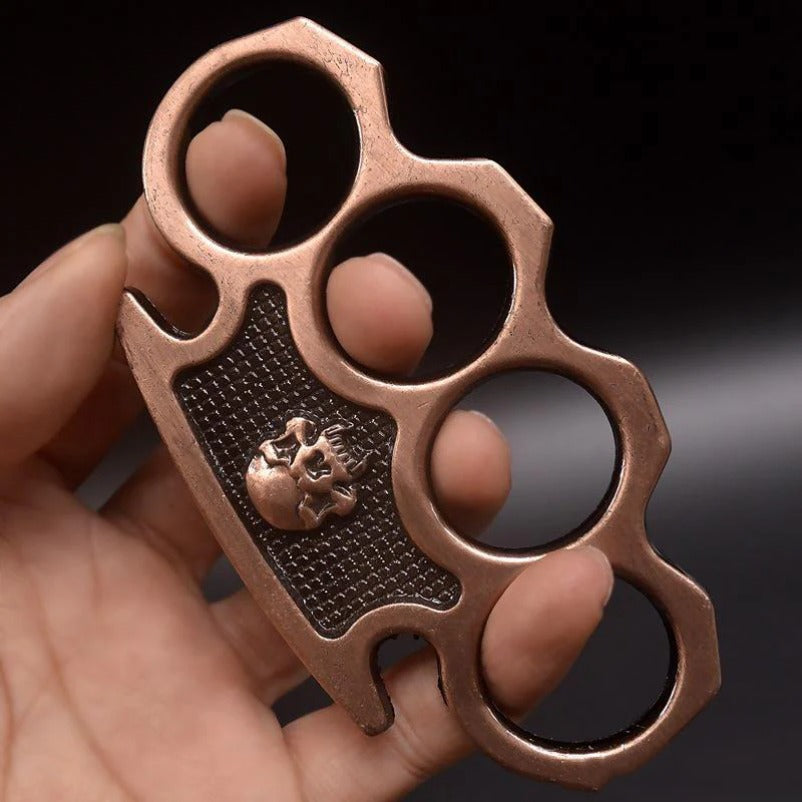 SkullBreach EDC Brass Knuckles Duster with Window Breaking Function for Safety