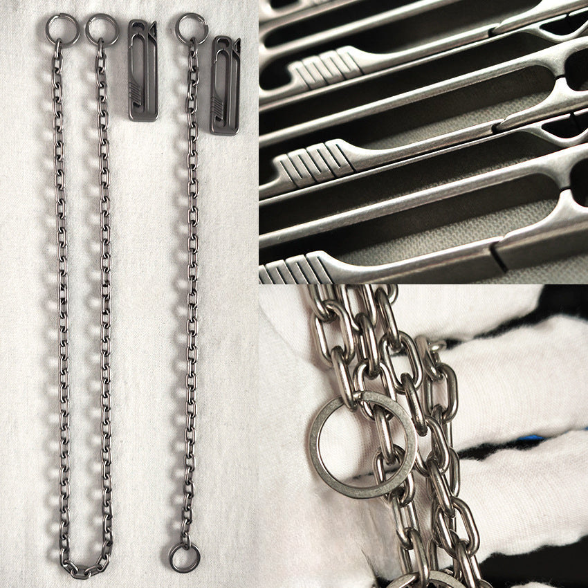 Titanium Wallet Chain with Welded Quick Clip Belt Loop for Motorcycle Keychain EDC