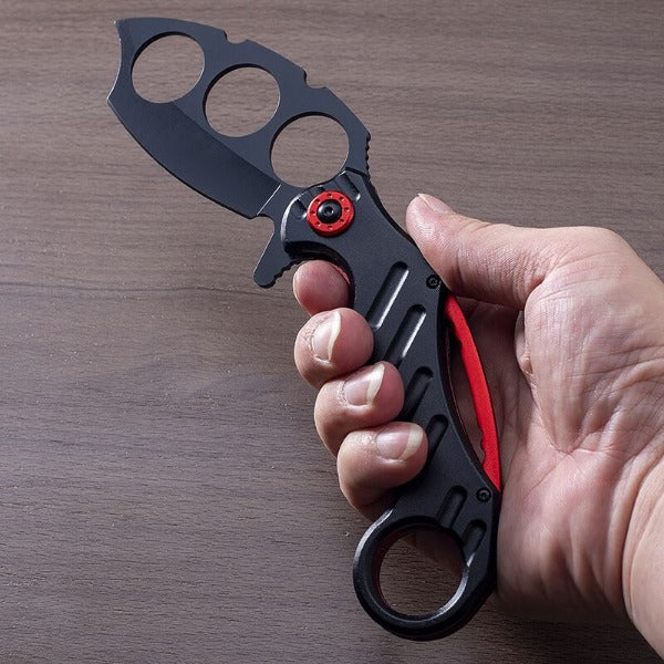 Strong Steel Folding Knife with Knuckle Duster for Secure Grip