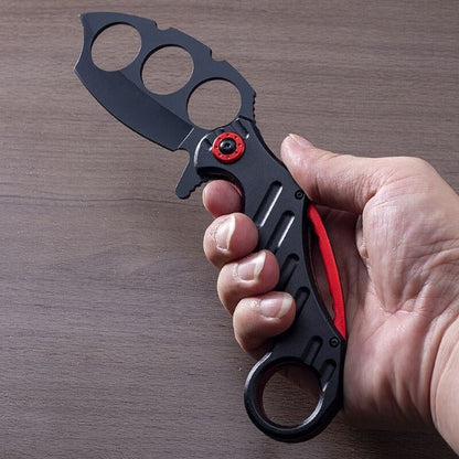 Strong Steel Folding Knife with Knuckle Duster for Secure Grip