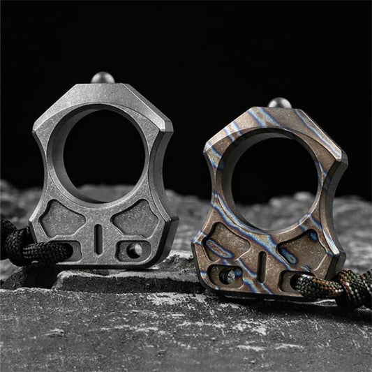 Minimalist Titanium Knuckle Duster Pendant for Single Finger Defense