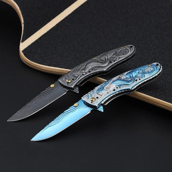 Pocket EDC Knife with Mermaid Handle for Camping and Outdoor Hunting Use
