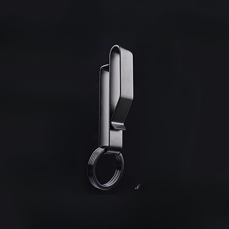 Tactical Black Steel Belt Clip Keychain for Men’s Everyday Carry