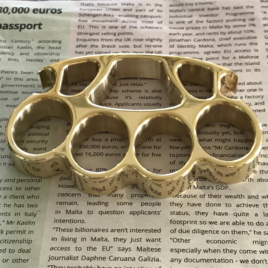 Mirror Polished Large Hole Brass Knuckle Duster with Bottle Opener
