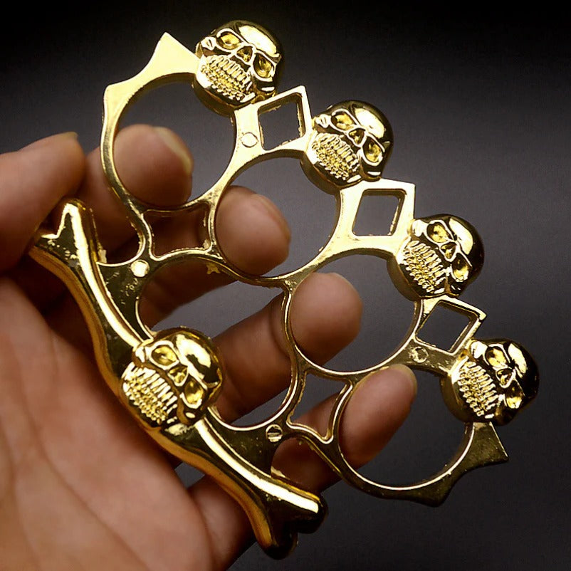 Skull Style Brass Knuckle Duster Heavy Duty Metal Defender Tool