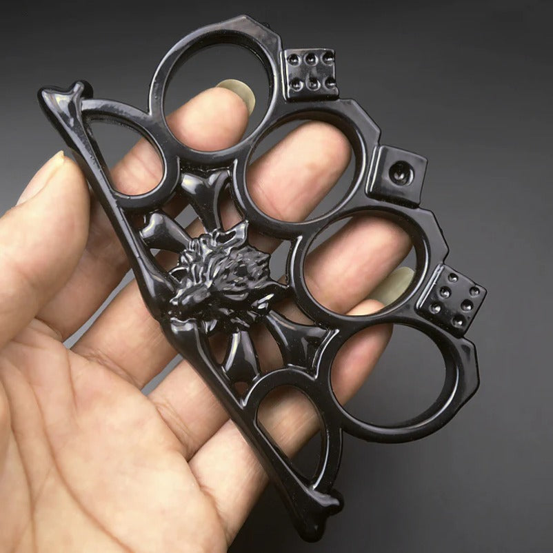 Wolf Head Knuckle Duster Tactical Four Finger Self-Defense Tool