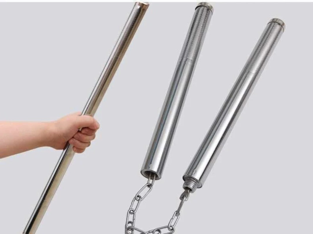 Outdoor Self-Defense Steel Nunchaku with Dual Utility