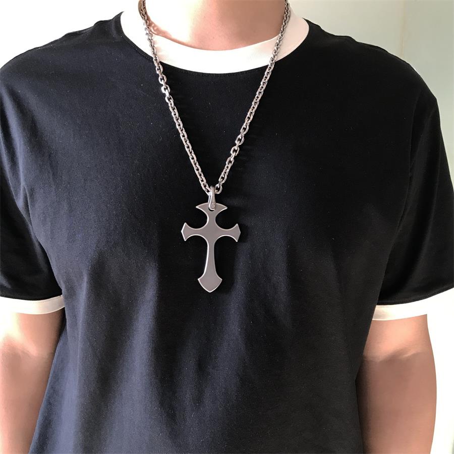 Men's Titanium Alloy Cross Finger Tiger Pendant Necklace for Tactical EDC