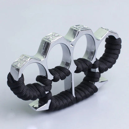 Reinforced Rope Brass Knuckle Duster Four Finger Defense Buckle Tool