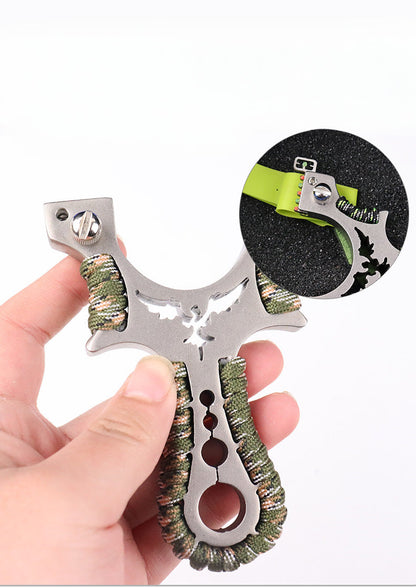 Stainless Steel Multi-Tool Slingshot for Outdoor Use with Fast Release