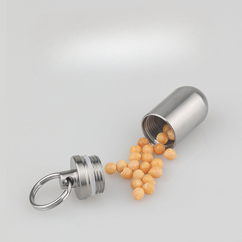 Portable Titanium Pill Box with Waterproof Keychain Design