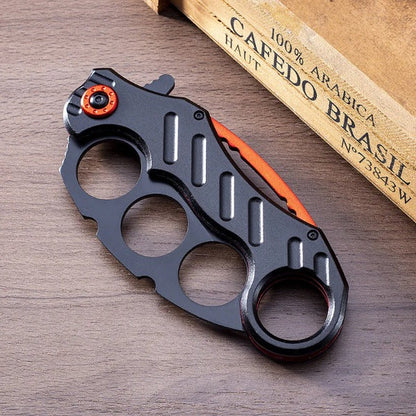 Strong Steel Folding Knife with Knuckle Duster for Secure Grip