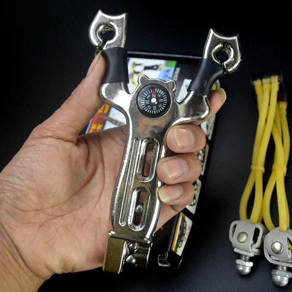 Heavy Duty Aluminum Alloy Slingshot with Resilient Band Set