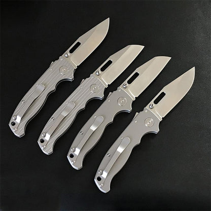 Lightweight Titanium Alloy Folding Knife for Camping and Outdoor Hunts