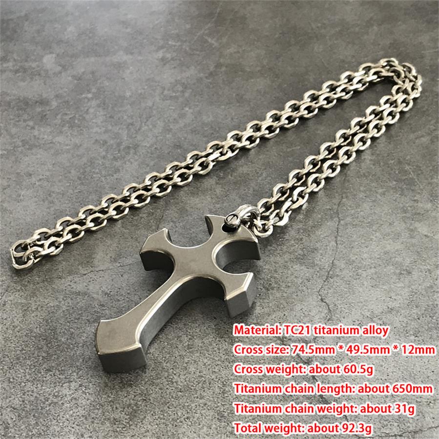 Men's Titanium Alloy Cross Finger Tiger Pendant Necklace for Tactical EDC