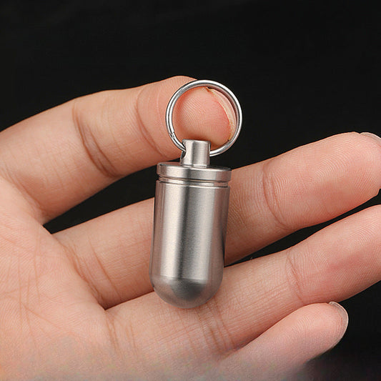 Portable Titanium Pill Box with Waterproof Keychain Design