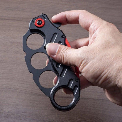 Strong Steel Folding Knife with Knuckle Duster for Secure Grip