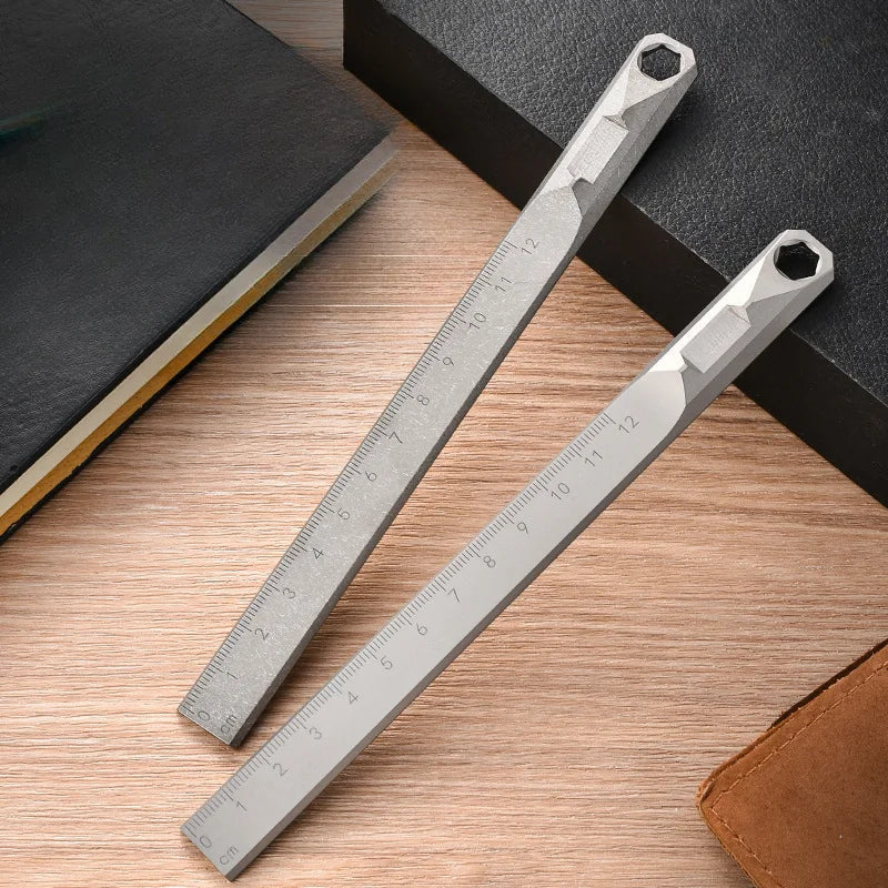 Titanium Alloy Ruler with Self-Defense Function and Hangable Crowbar Design