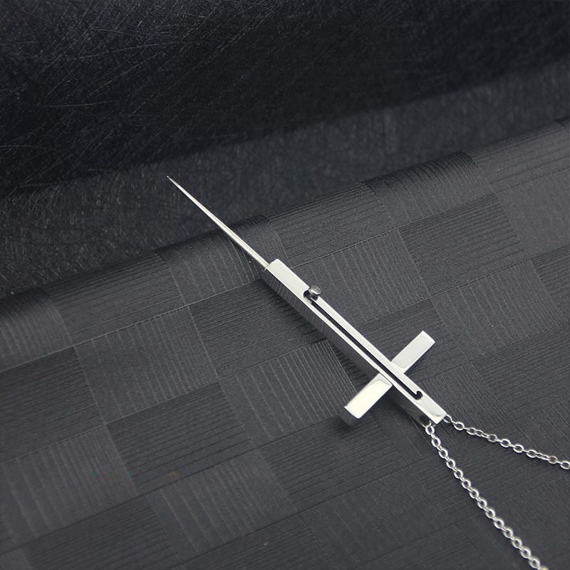 Cross EDC Retractable Pocket Knife Necklace for Personal Defense
