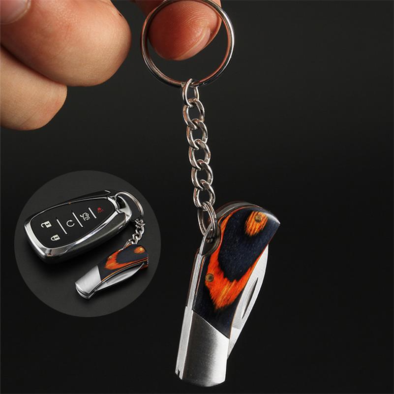 Small Wooden Handle Folding Knife for Keychain Carry