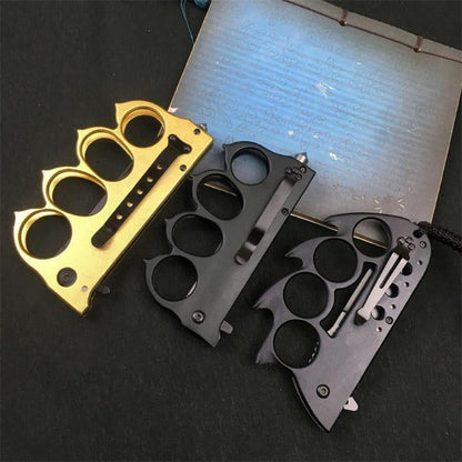 Knuckle Duster Foldable Knife Outdoor Self Defense Tool