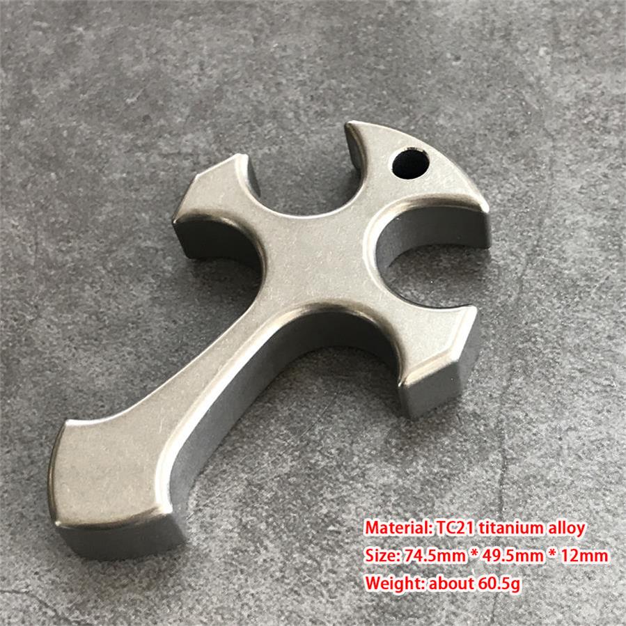 Men's Titanium Alloy Cross Finger Tiger Pendant Necklace for Tactical EDC
