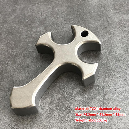 Men's Titanium Alloy Cross Finger Tiger Pendant Necklace for Tactical EDC