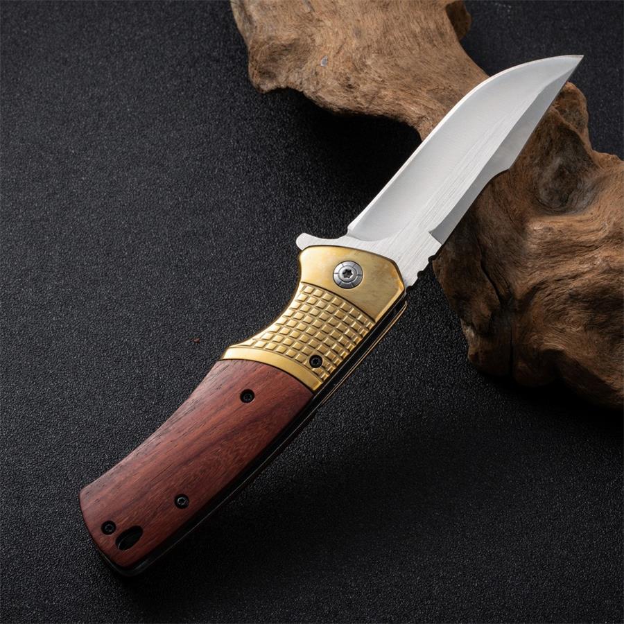 Wooden Handle Folding Knife for Outdoor Adventures and Survival