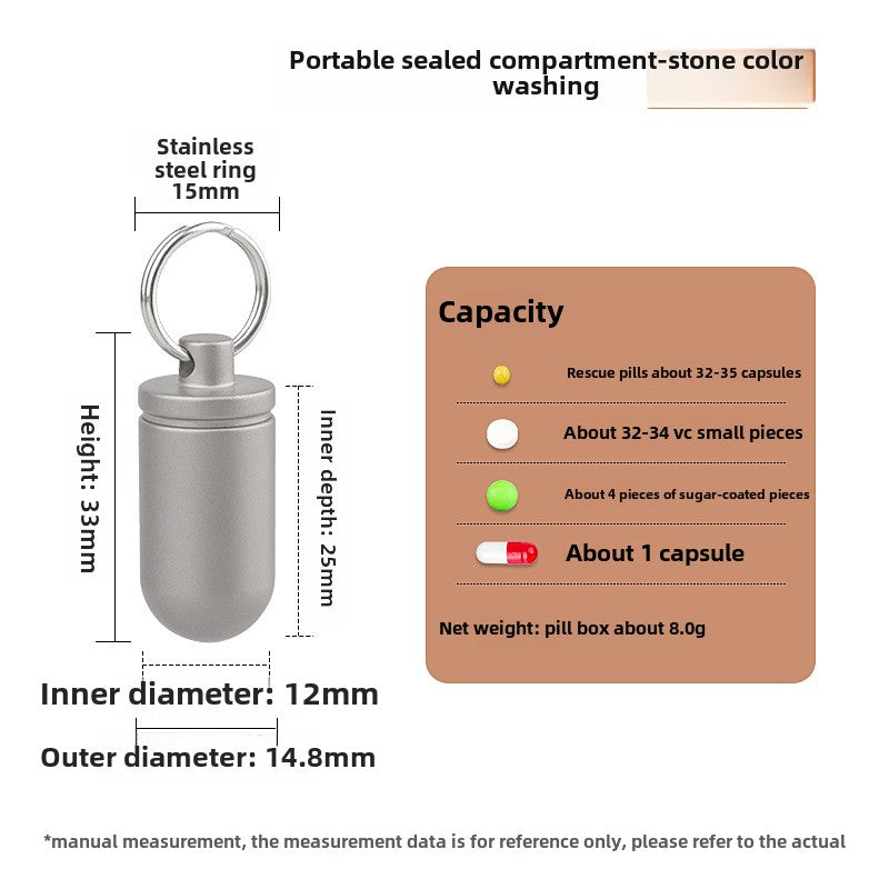 Portable Titanium Pill Box with Waterproof Keychain Design