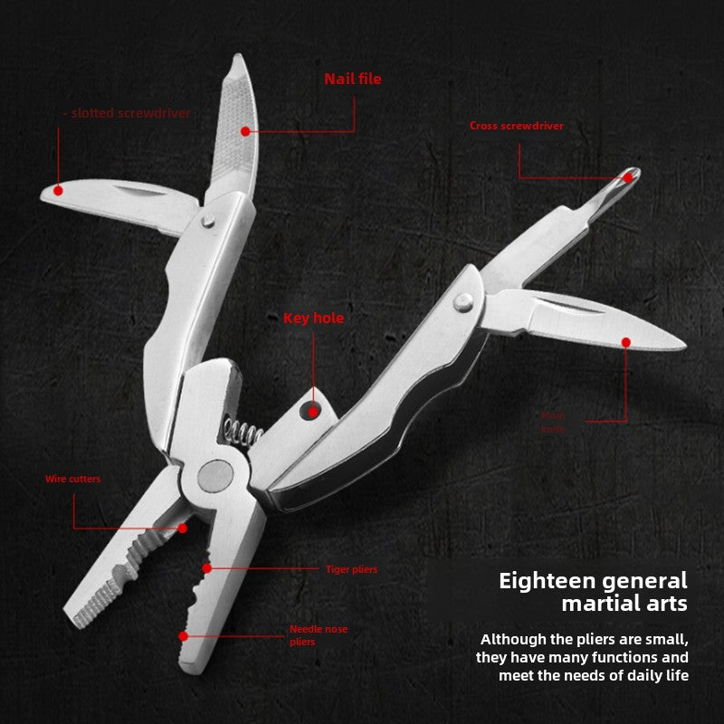 Versatile Scarab Shell Multi-Tool with Integrated Folding Mini-Plier