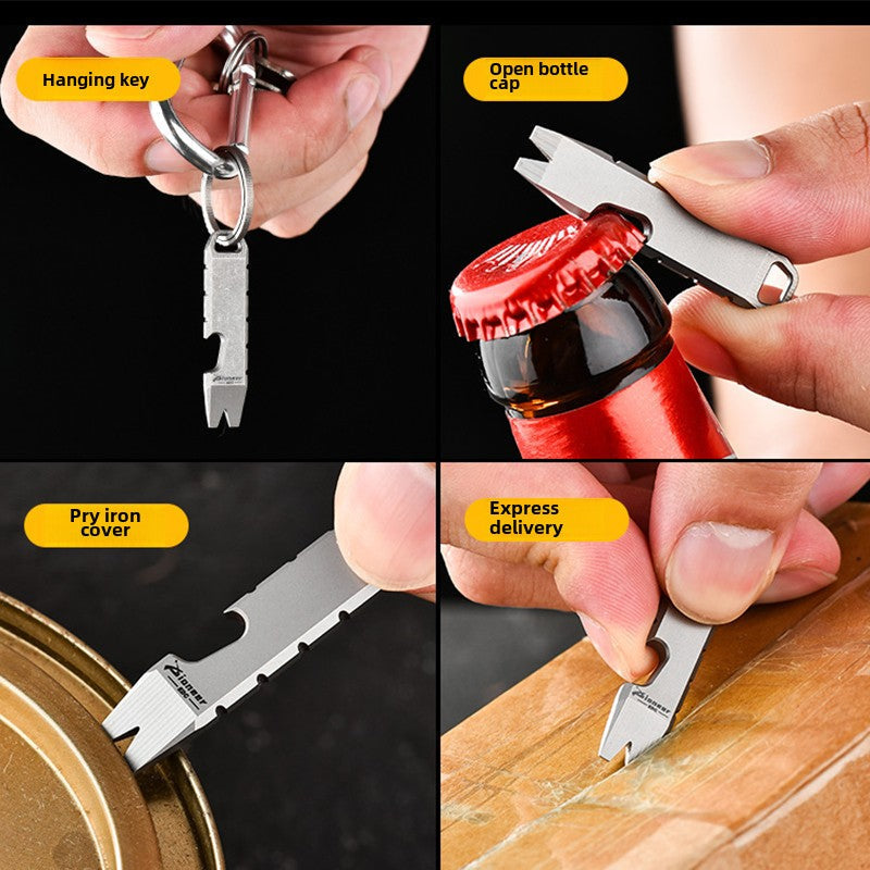 Portable Titanium Pry Bar with Bottle Opener EDC Utility Tool
