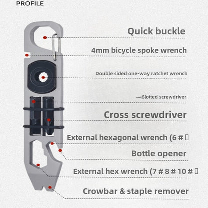 Compact Ratchet Survival Tool with Multi-Function Design