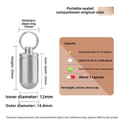 Portable Titanium Pill Box with Waterproof Keychain Design